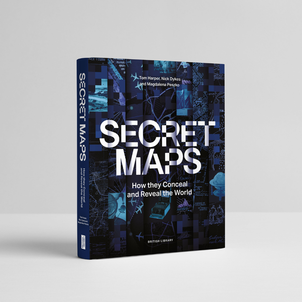 Book titled 'Secret Maps' on a light gray background