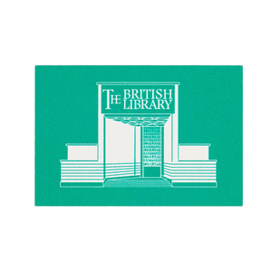 Sustainable HDF wooden magnet of The British Library gates in teal and white