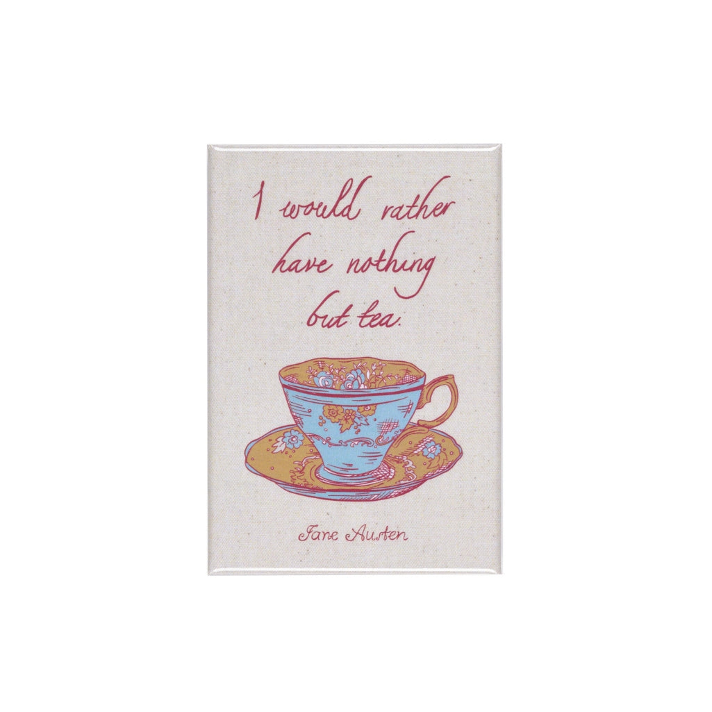 Magnet with a teacup design and text on a white background