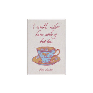 Magnet with a teacup design and text on a white background