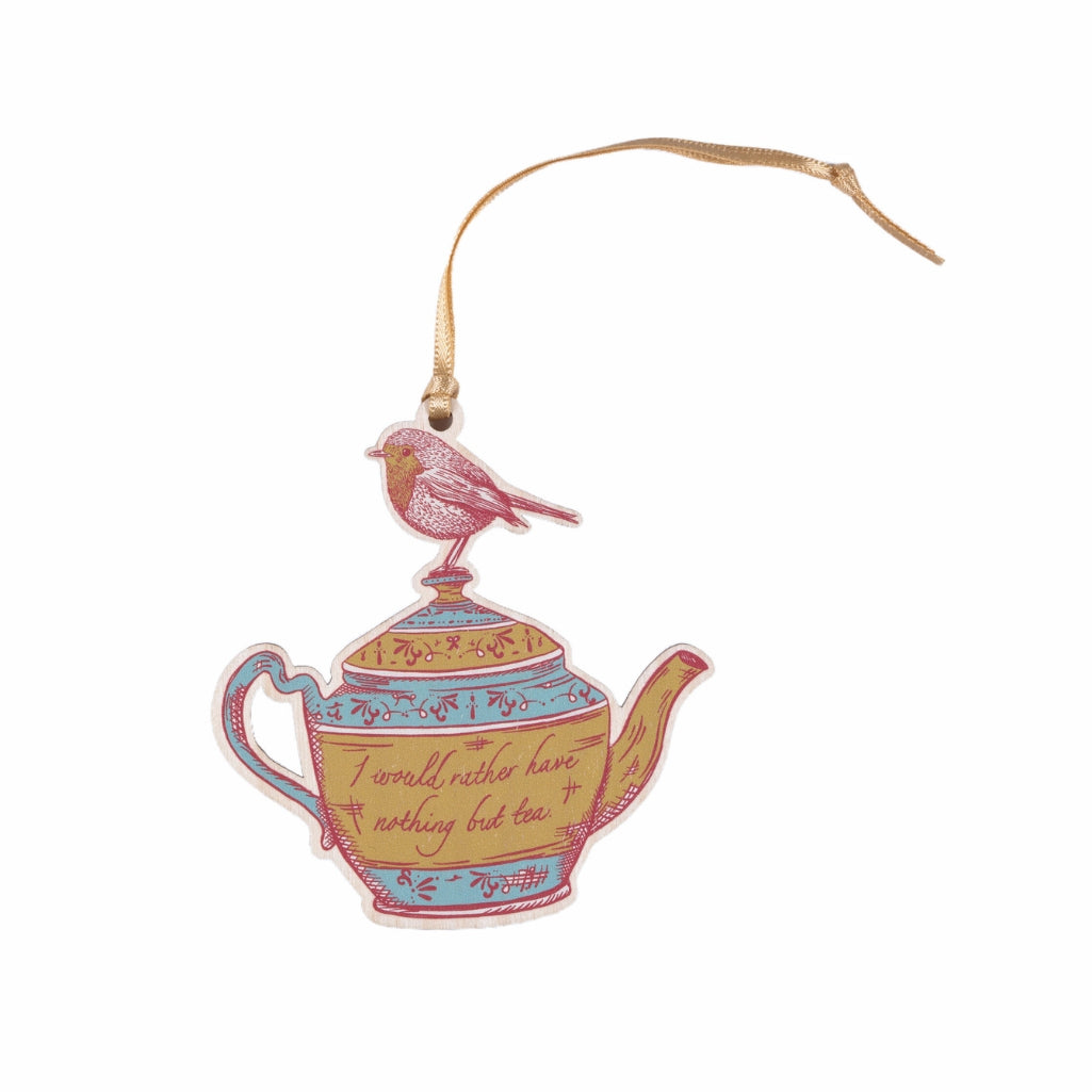 Jane Austen Teapot Wooden Decoration