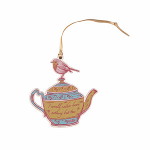 Jane Austen Teapot Wooden Decoration