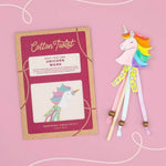 Cotton Twist unicorn wand kit on a pink background