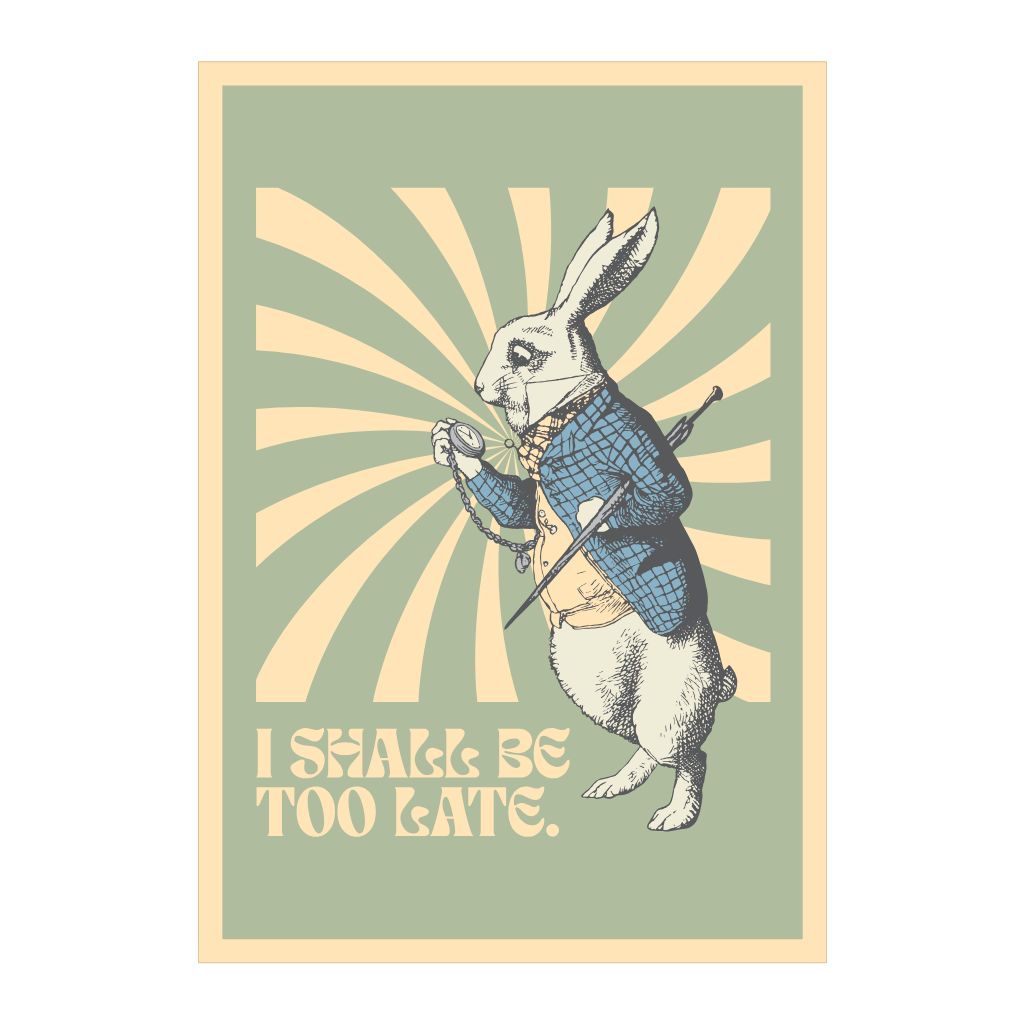 White Rabbit Tea Towel