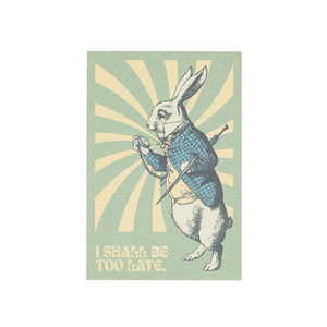 sustainable HDF wooden magnet of The British Library Alice's Adventures Underground White Rabbit, I shall be too late text