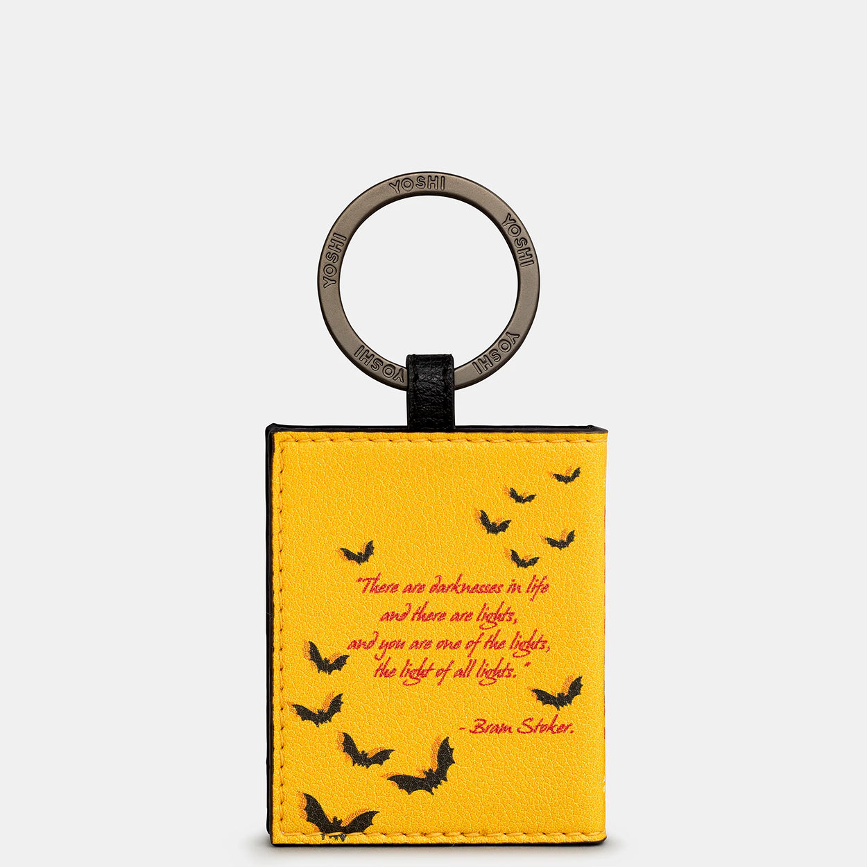 Dracula Leather Keyring quote on back