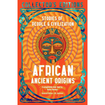 Book cover of 'African Ancient Origins' with decorative elements and text on an orange background
