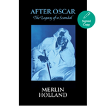 Book cover of 'After Oscar: The Legacy of a Scandal' by Merlin Holland with a black background and blue text.