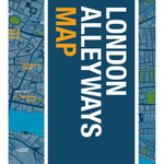 Book cover of 'London Alleyways Map' with map design on a blue background