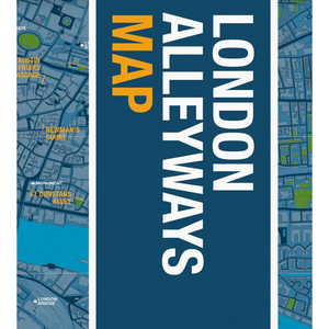 Book cover of 'London Alleyways Map' with map design on a blue background
