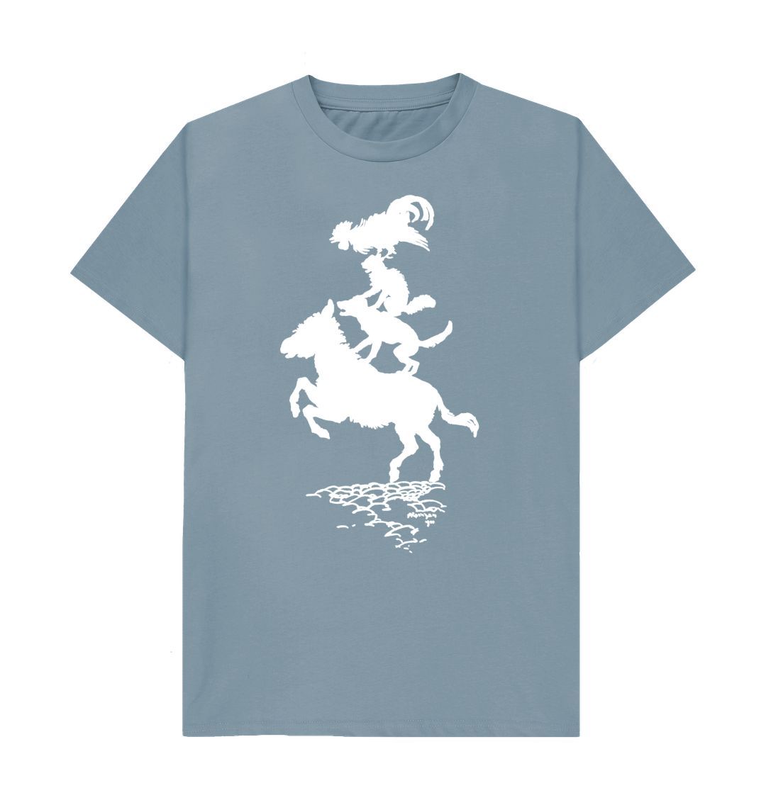 Stone Blue Bremen Town Musicians in white T-shirt