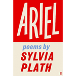 Book cover of 'Ariel' by Sylvia Plath with red and beige background