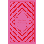 Book cover of 'The Awakening' by Kate Chopin with red design on pink background