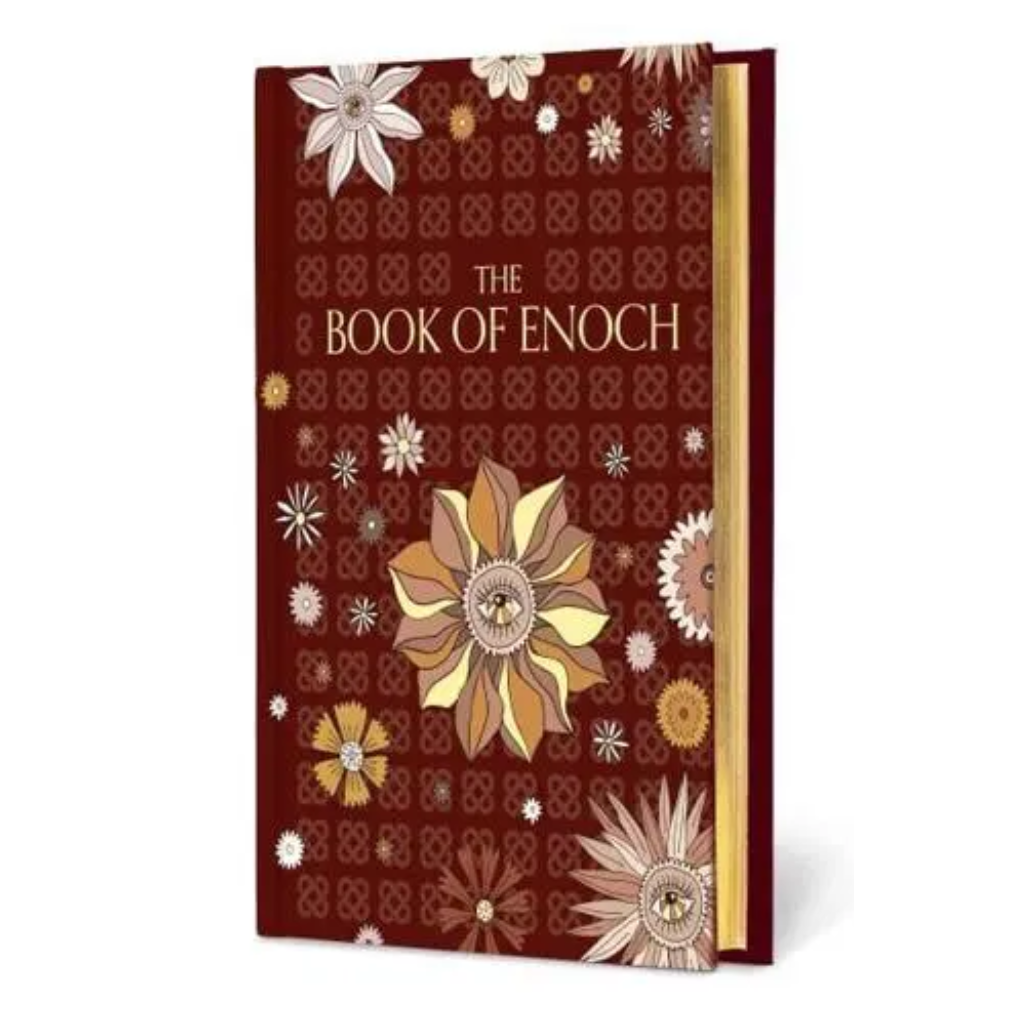 Decorative book titled 'The Book of Enoch' with floral patterns on a white background