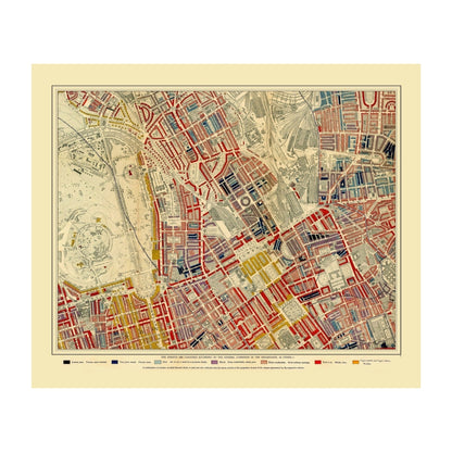Descriptive Map of London Poverty Camden Town - Pentonville - Regents Park circa 1889