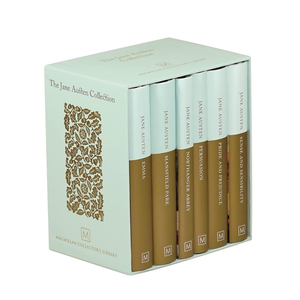Box set of 'The Jane Austen Collection' with five books on a white background