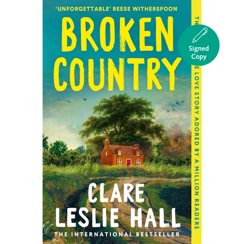 Book cover of 'Broken Country' by Clare Leslie Hall with a scenic illustration and text.
