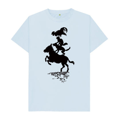 Sky Blue Bremen Town Musicians in black T-shirt