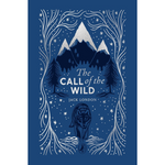 Book cover of 'The Call of the Wild' with mountain and wolf design on a blue background