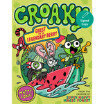 Book cover of 'Croaks! Quest for the Legendary Berry' with cartoon characters on a green background
