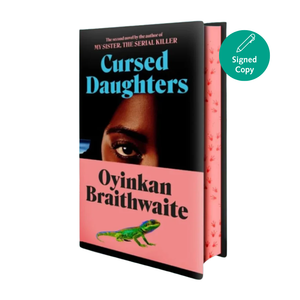 Book cover of 'Cursed Daughters' by Oyinkan Braithwaite with a pink and black design.