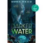 Book cover of 'Darker Water' by Emma Read with underwater scene and signed copy badge.