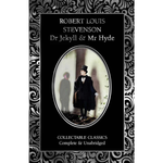 Book cover of 'Dr Jekyll & Mr Hyde' by Robert Louis Stevenson with decorative black and white border.