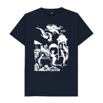 Navy Blue Little Mermaid in white T-shirt