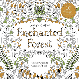Cover of 'Enchanted Forest' by Johanna Basford with intricate designs and an owl illustration.