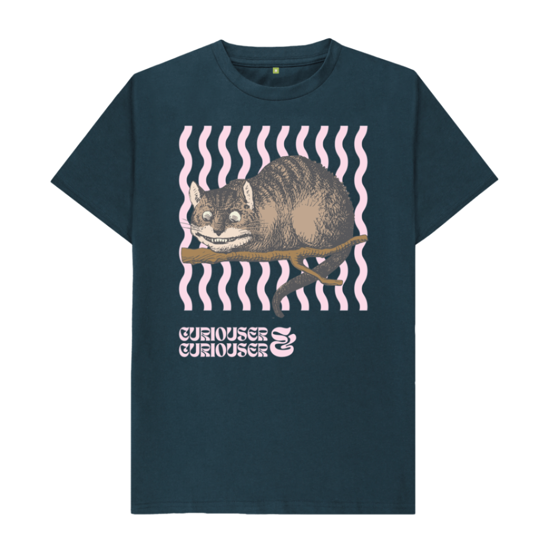 Denim Blue Curiouser & Curiouser Cheshire Cat T-shirt