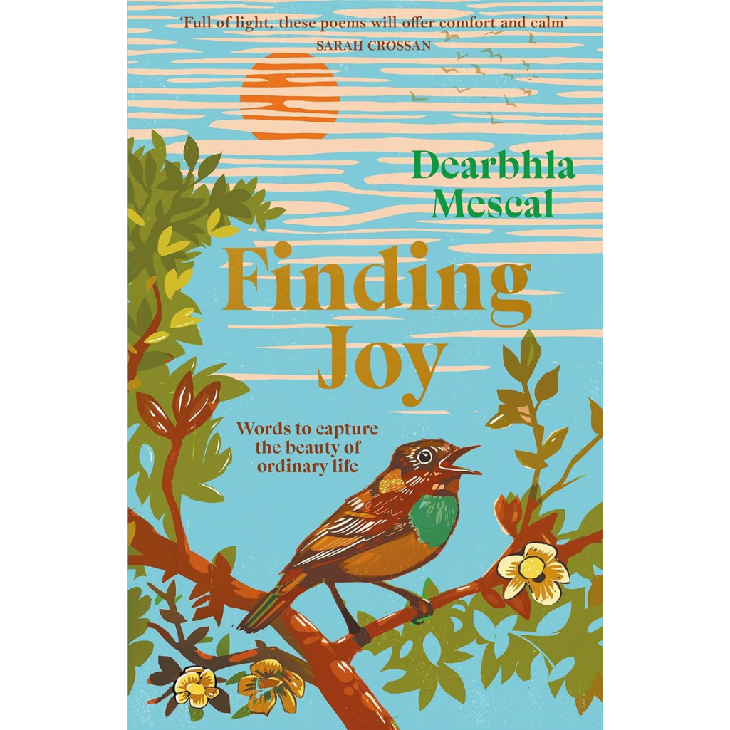 Book cover of 'Finding Joy' with a bird and floral design on a blue background