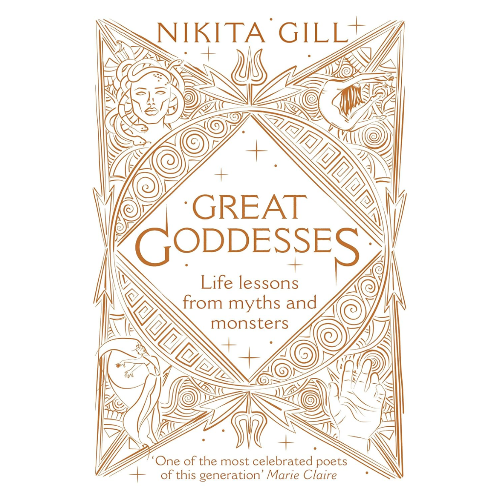 Book cover of 'Great Goddesses' by Nikita Gill with decorative elements and text.