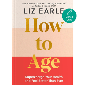 Book cover of 'How to Age' by Liz Earle with a beige and red gradient background.