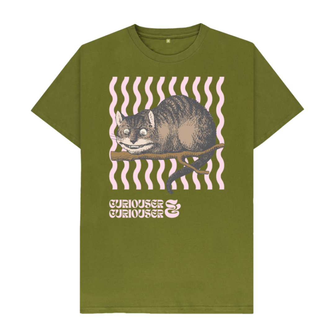 Moss Green Curiouser & Curiouser Cheshire Cat T-shirt