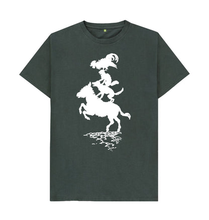 Dark Grey Bremen Town Musicians in white T-shirt