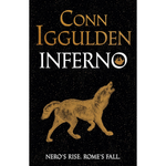 Book cover of 'Inferno' by Conn Iggulden with a wolf illustration on a black background.
