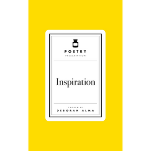 Book cover with 'Poetry Prescription' and 'Inspiration' text on a yellow background