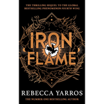 Book cover of 'Iron Flame' by Rebecca Yarros with decorative text and emblem.