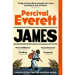Book cover of 'James' by Percival Everett with text and a silhouette illustration.