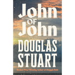 Book cover with 'John of John' by Douglas Stuart and a sunset background