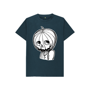 Denim Blue Jack Pumpkinhead in white Kids T-Shirt