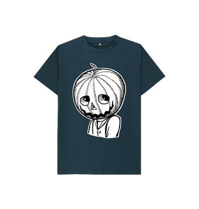 Denim Blue Jack Pumpkinhead in white Kids T-shirt