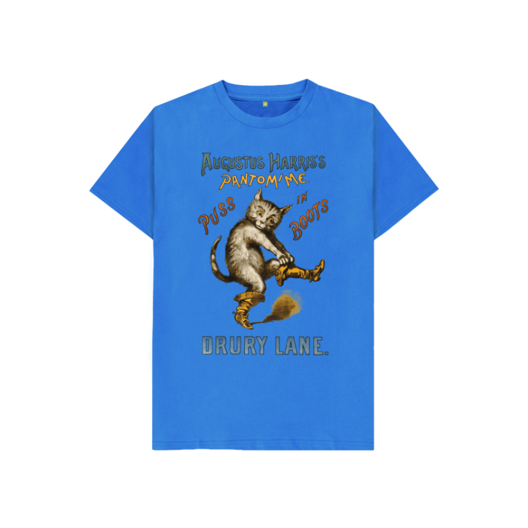 Bright Blue Puss in Boots Kids T-Shirt