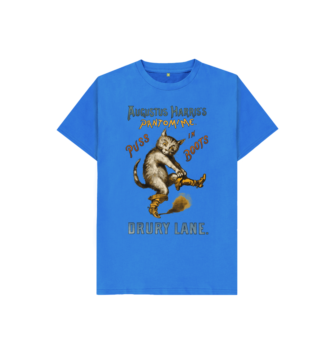 Bright Blue Puss in Boots Kids T-Shirt