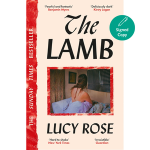 Book cover of 'The Lamb' by Lucy Rose with a red border and a small inset image.