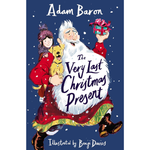 Book cover of 'The Very Last Christmas Present' with a cartoon character and text.