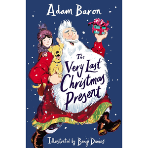 Book cover of 'The Very Last Christmas Present' with a cartoon character and text.