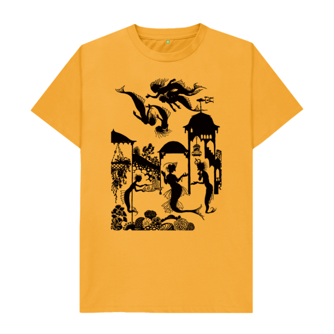 Mustard Little Mermaid in black T-shirt