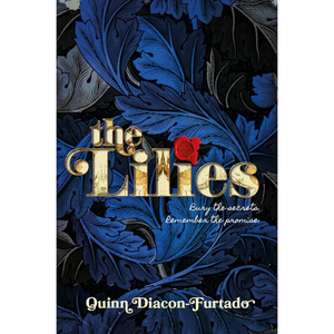 Book cover of 'The Lilies' with decorative text and floral design
