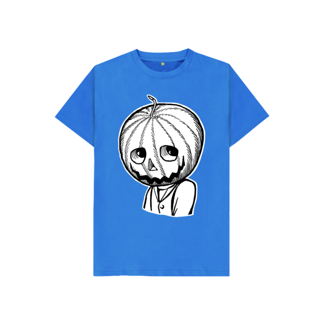 Bright Blue Jack Pumpkinhead in white Kids T-Shirt